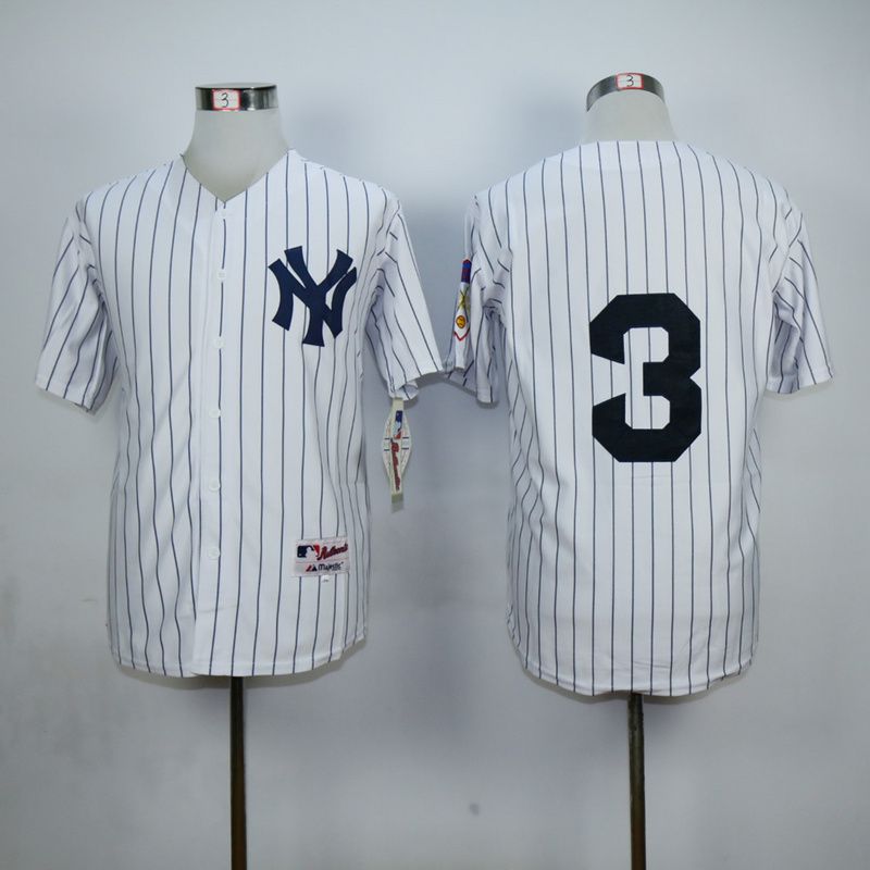 Men New York Yankees #3 No name White MLB Jerseys